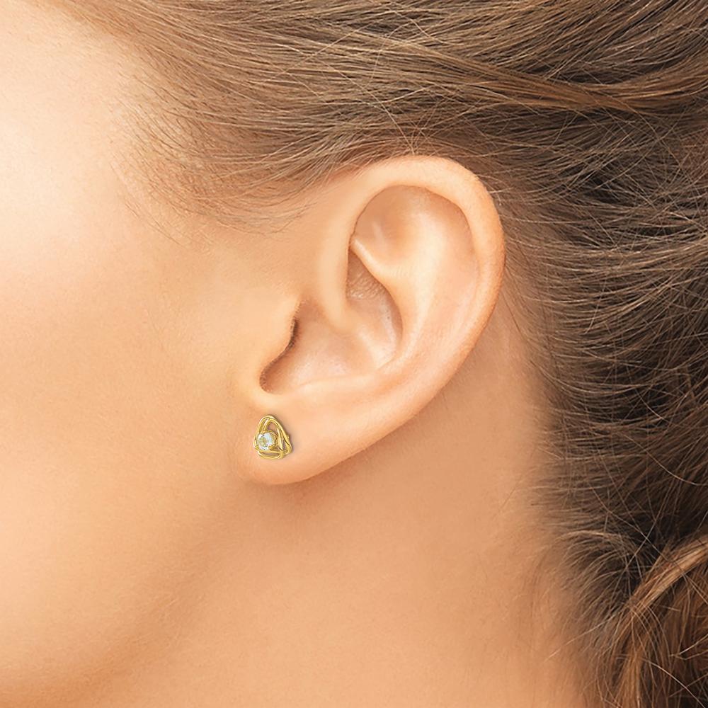 14K Yellow Gold Aquamarine Post Earrings - 0.10 Carat Total Aquamarine Weight by Oro Pregiato