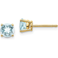 14K Yellow Gold Aquamarine Stud Earrings - 0.45 Carat Total Aquamarine Weight by Monteluci Fine Jewelry