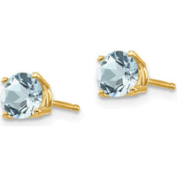 14K Yellow Gold Aquamarine Stud Earrings - 0.45 Carat Total Aquamarine Weight by Monteluci Fine Jewelry
