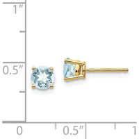 14K Yellow Gold Aquamarine Stud Earrings - 0.45 Carat Total Aquamarine Weight by Monteluci Fine Jewelry
