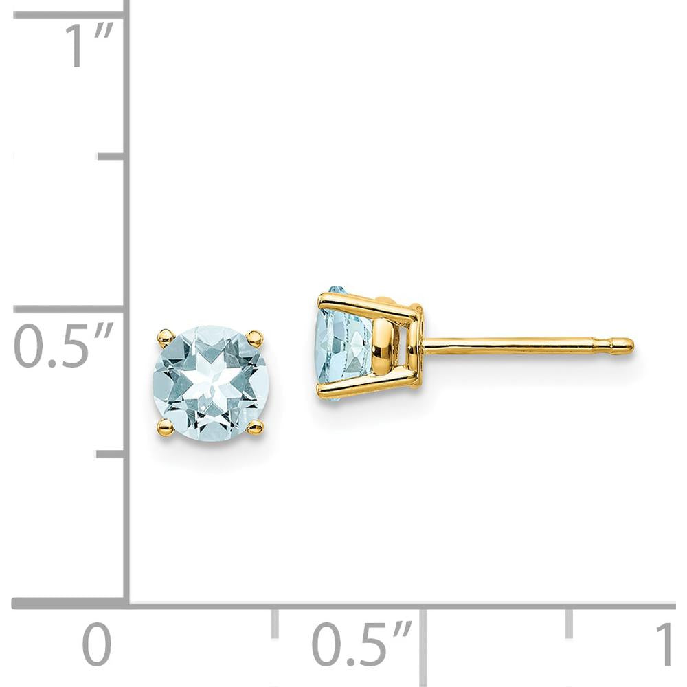 14K Yellow Gold Aquamarine Stud Earrings - 0.45 Carat Total Aquamarine Weight by Monteluci Fine Jewelry