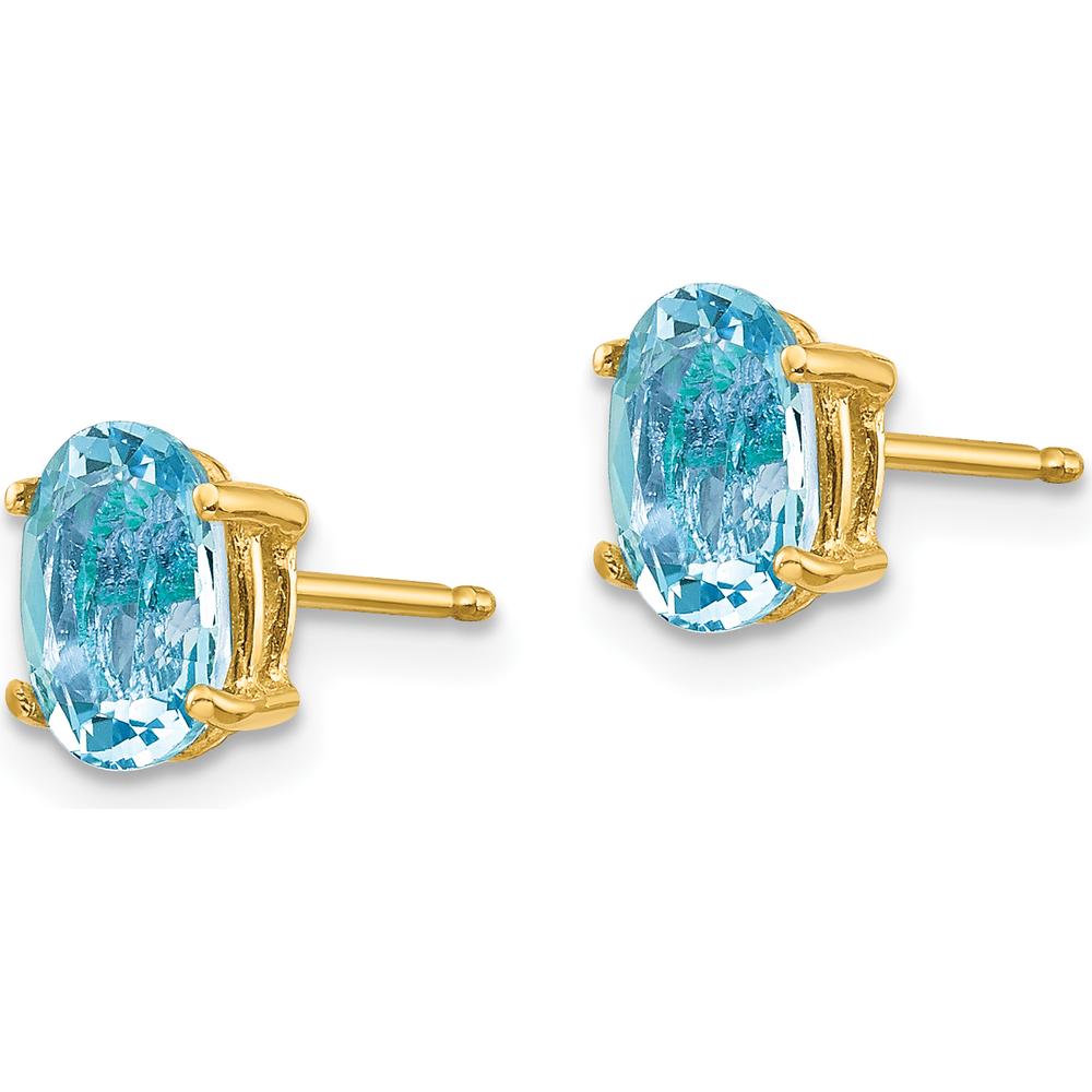 14K Yellow Gold Aquamarine Stud Earrings - 0.70 Carat Total Aquamarine Weight by Monteluci Fine Jewelry