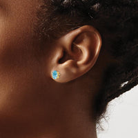 14K Yellow Gold Aquamarine Stud Earrings - 0.70 Carat Total Aquamarine Weight by Monteluci Fine Jewelry