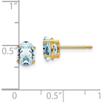 14K Yellow Gold Aquamarine Stud Earrings - 0.70 Carat Total Aquamarine Weight by Monteluci Fine Jewelry