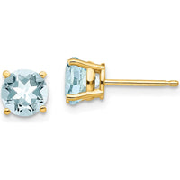 14K Yellow Gold Aquamarine Stud Earrings - 1.5 Carat Total Gem Weight by Monteluci Fine Jewelry