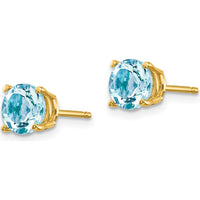 14K Yellow Gold Aquamarine Stud Earrings - 1.5 Carat Total Gem Weight by Monteluci Fine Jewelry