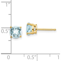 14K Yellow Gold Aquamarine Stud Earrings - 1.5 Carat Total Gem Weight by Monteluci Fine Jewelry