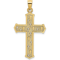 14K Yellow Gold Arrow Tip Cross Pendant with Cross Accents - 27.35mm by Oro Pregiato