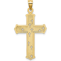 14K Yellow Gold Arrow Tip Cross Pendant with Cross Accents - 27.35mm by Oro Pregiato