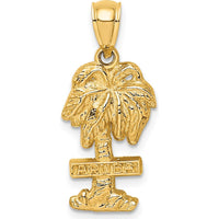 14K Yellow Gold Aruba Palm Tree Pendant - Tropical Island Charm by Oro Pregiato