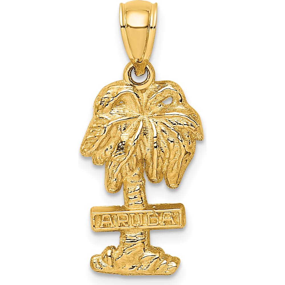 14K Yellow Gold Aruba Palm Tree Pendant - Tropical Island Charm by Oro Pregiato