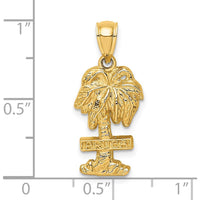 14K Yellow Gold Aruba Palm Tree Pendant - Tropical Island Charm by Oro Pregiato