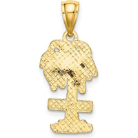 14K Yellow Gold Aruba Palm Tree Pendant - Tropical Island Charm by Oro Pregiato