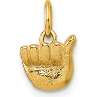14K Yellow Gold ASL Alphabet "A" Hand Gesture Pendant - 12.7mm Length by Oro Pregiato