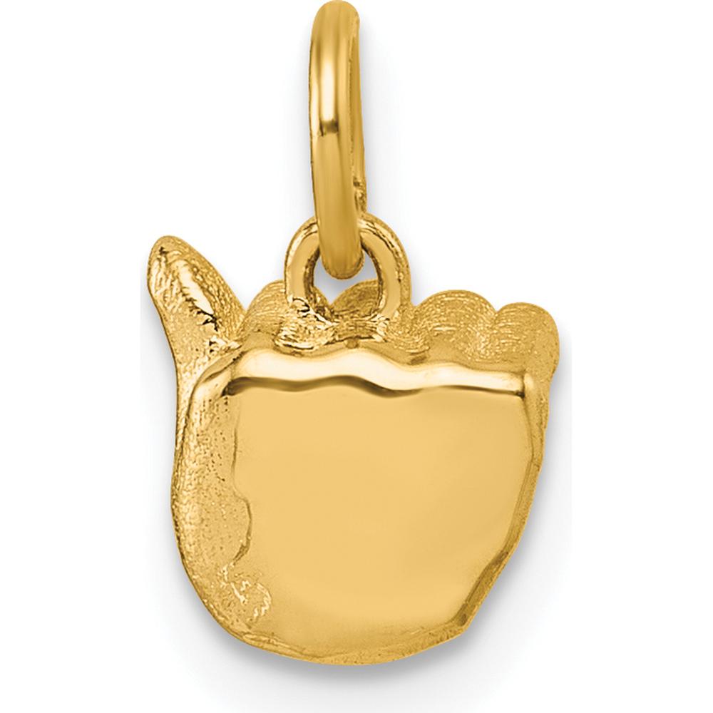 14K Yellow Gold ASL Alphabet "A" Hand Gesture Pendant - 12.7mm Length by Oro Pregiato
