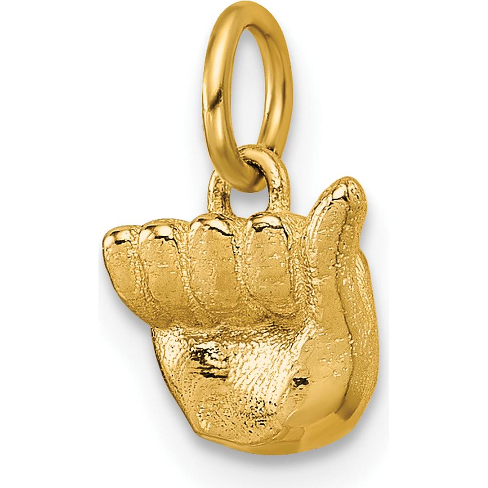 14K Yellow Gold ASL Alphabet "A" Hand Gesture Pendant - 12.7mm Length by Oro Pregiato