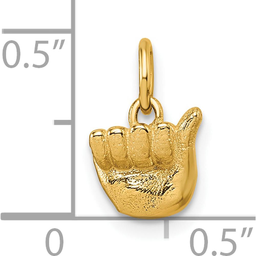 14K Yellow Gold ASL Alphabet "A" Hand Gesture Pendant - 12.7mm Length by Oro Pregiato