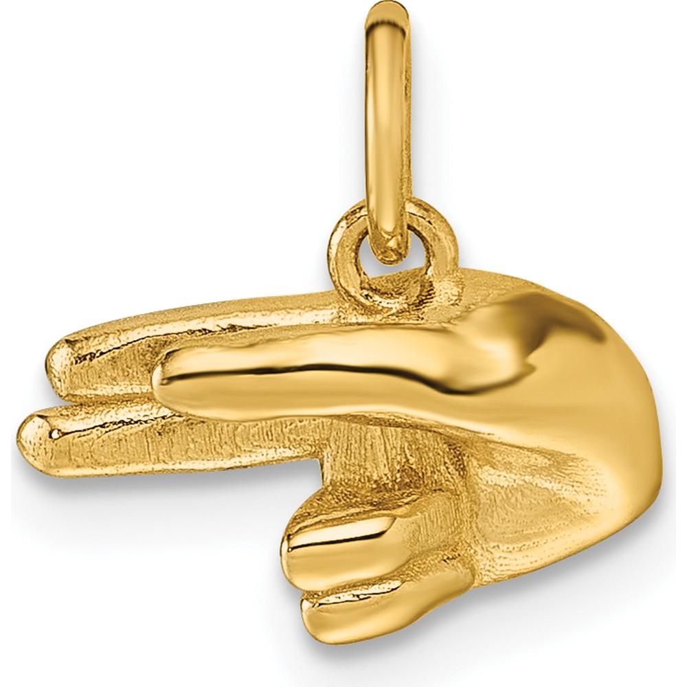 14K Yellow Gold ASL Fingerspelling Hand Gesture Pendant - Polished Finish by Oro Pregiato