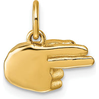 14K Yellow Gold ASL Fingerspelling Hand Gesture Pendant - Polished Finish by Oro Pregiato
