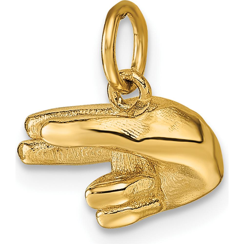 14K Yellow Gold ASL Fingerspelling Hand Gesture Pendant - Polished Finish by Oro Pregiato