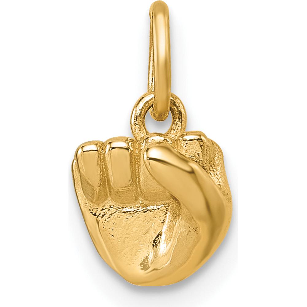 14K Yellow Gold ASL Sign Language "S" Hand Pendant - Polished Finish by Oro Pregiato
