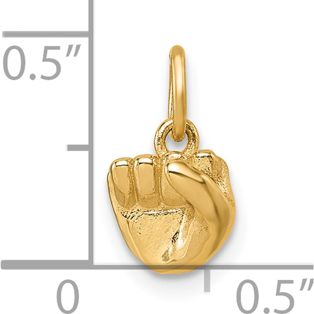 14K Yellow Gold ASL Sign Language "S" Hand Pendant - Polished Finish by Oro Pregiato