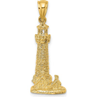 14K Yellow Gold Assateague Island Lighthouse Pendant Charm by Oro Pregiato
