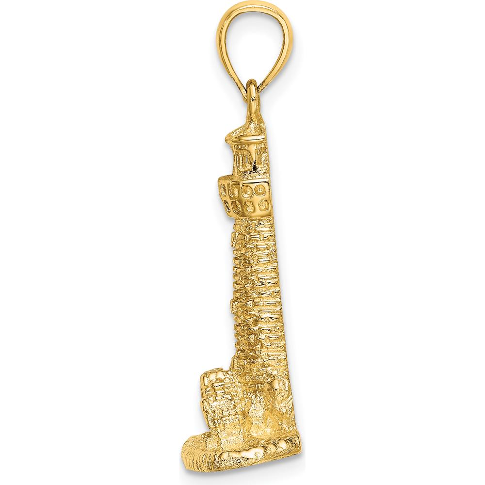 14K Yellow Gold Assateague Island Lighthouse Pendant Charm by Oro Pregiato