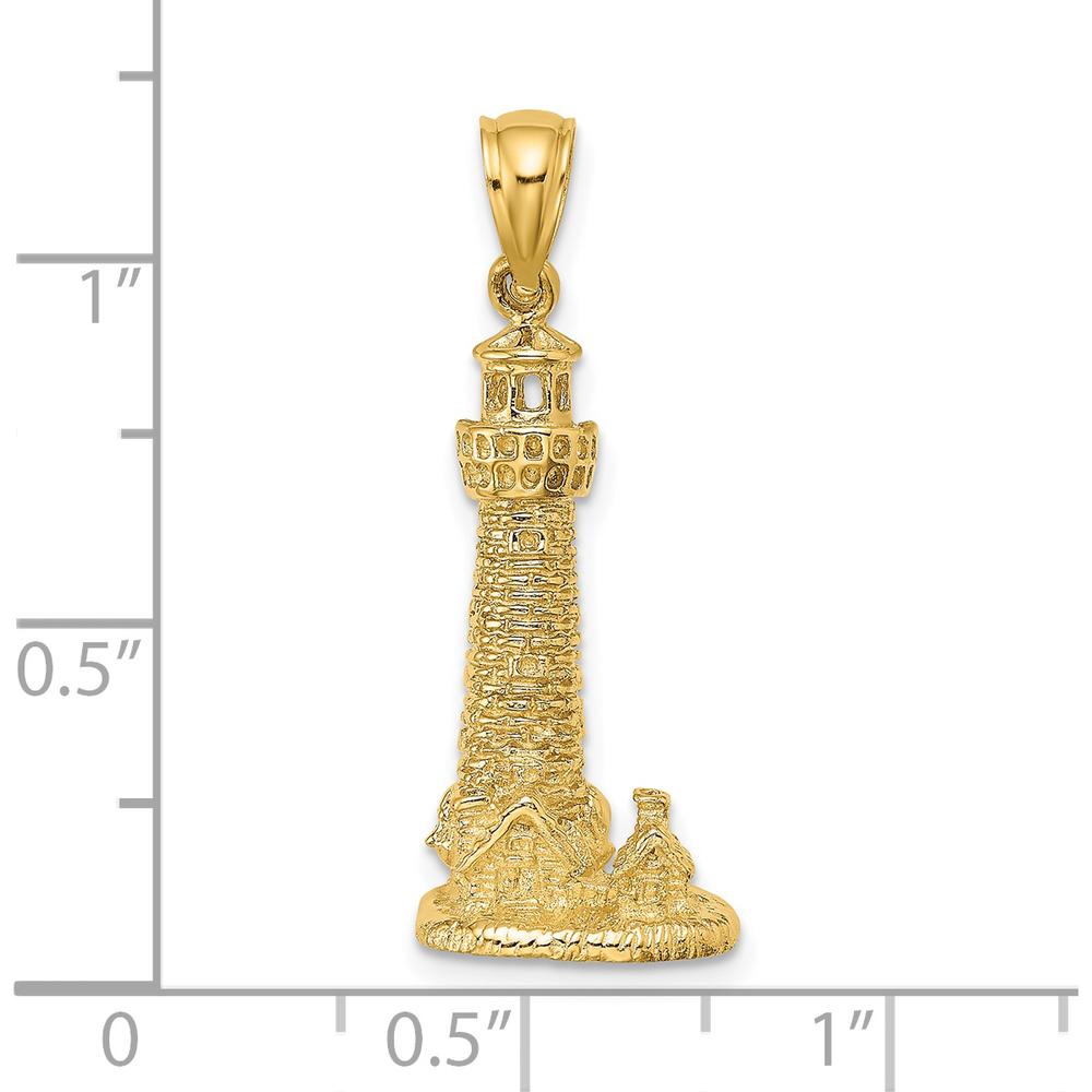 14K Yellow Gold Assateague Island Lighthouse Pendant Charm by Oro Pregiato