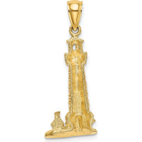 14K Yellow Gold Assateague Island Lighthouse Pendant Charm by Oro Pregiato