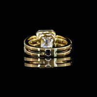 14K Yellow Gold Asscher Cut Bezel Set Lab Diamond Ring with Split Shank Double Row Diamond Band - 4.50 Total Carat Weight, IGI Certified E-F VS1 - Covaloro Fine Jewelry