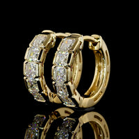 14K Yellow Gold Asscher Cut Diamond Huggie Earrings with Half Bezel Setting - 1.01 Carat Total Weight, E-F Color, VS+ Clarity - Covaloro Fine Jewelry