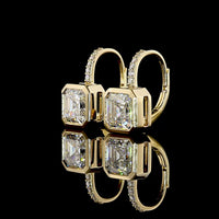 14K Yellow Gold Asscher Cut Hanging Earrings with Lab Grown Diamonds - 3.09 Carats Total Diamond Weight - Covaloro Fine Jewelry