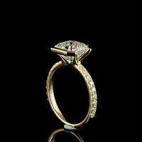 14K Yellow Gold Asscher Cut Hidden Halo Ring with D VS1 Lab Diamonds - 3.35 Total Carat Weight - Covaloro Fine Jewelry