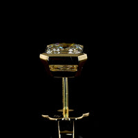 14K Yellow Gold Asscher Cut Lab Diamond Bezel Set Stud Earrings - 2.07 Carat Total Weight, D Color, VS1/VVS2 Clarity, IGI Certified - Covaloro Fine Jewelry