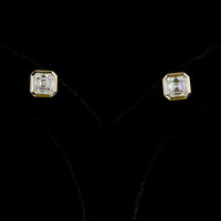 14K Yellow Gold Asscher Cut Lab Diamond Bezel Set Stud Earrings - 3.52 Carat Total Weight, E-F Color, VVS2 Clarity, IGI Certified - Covaloro Fine Jewelry