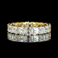 14K Yellow Gold Asscher Cut Lab Diamond Eternity Band - 4.37 Carat Total Weight, 19 Stones, E-F Color VS Clarity - Covaloro Fine Jewelry
