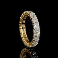 14K Yellow Gold Asscher Cut Lab Diamond Eternity Band - 4.37 Carat Total Weight, 19 Stones, E-F Color VS Clarity - Covaloro Fine Jewelry