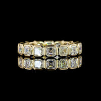 14K Yellow Gold Asscher Cut Lab Diamond Eternity Band - Bezel Set, 16 Stones, 3.03 Carat Total Weight - Covaloro Fine Jewelry