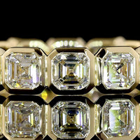 14K Yellow Gold Asscher Cut Lab Diamond Eternity Band - Bezel Set, 16 Stones, 3.03 Carat Total Weight - Covaloro Fine Jewelry