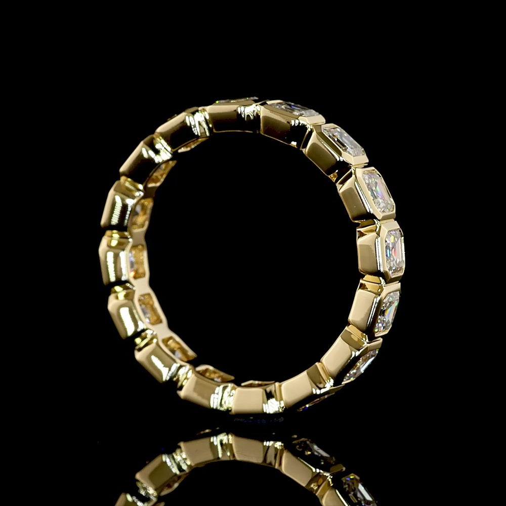 14K Yellow Gold Asscher Cut Lab Diamond Eternity Band - Bezel Set, 16 Stones, 3.03 Carat Total Weight - Covaloro Fine Jewelry