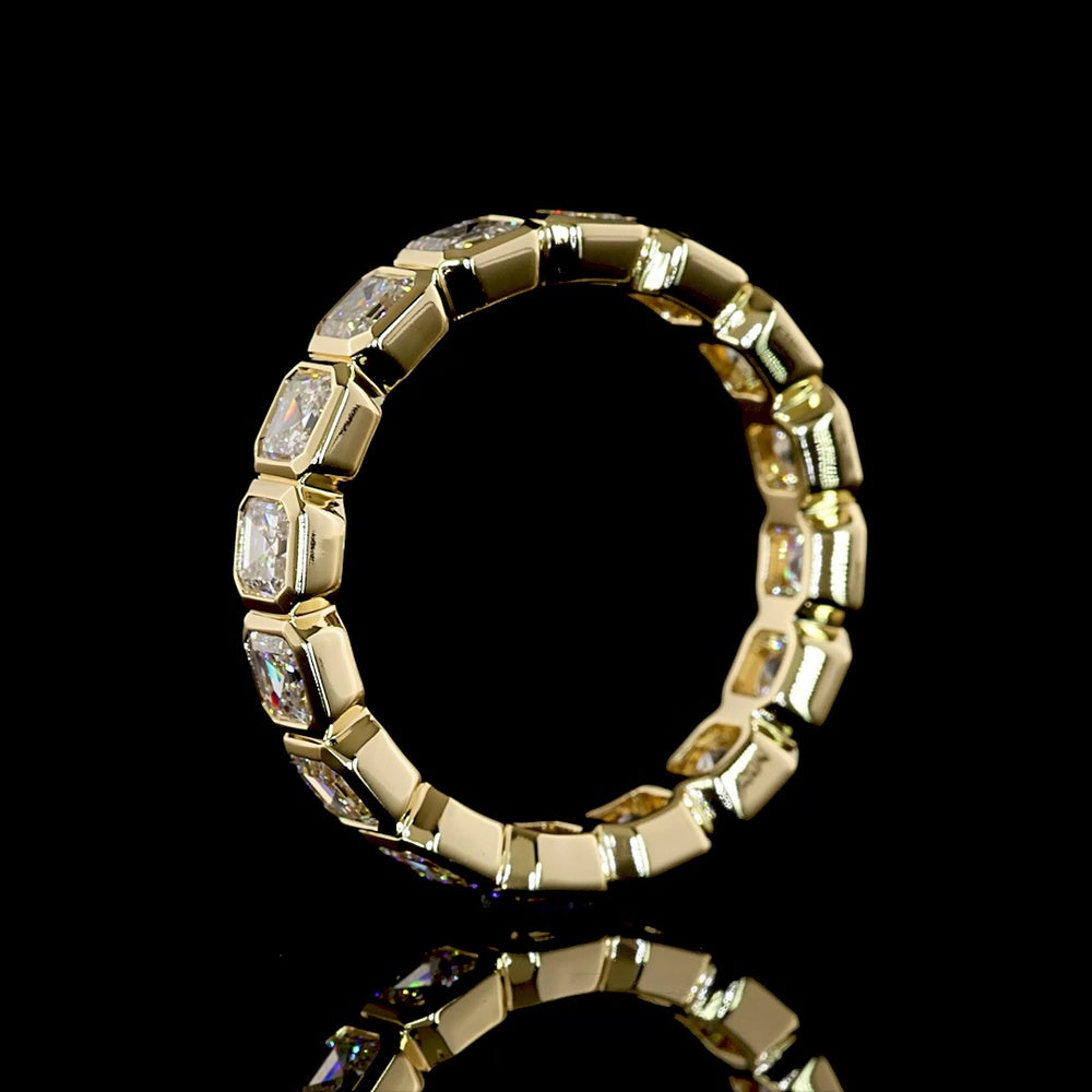 14K Yellow Gold Asscher Cut Lab Diamond Eternity Band - Bezel Set, 16 Stones, 3.03 Carat Total Weight - Covaloro Fine Jewelry