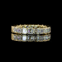 14K Yellow Gold Asscher Cut Lab Diamond Eternity Band with Half Bezel Setting - 1.88 Carats Total Diamond Weight - Covaloro Fine Jewelry