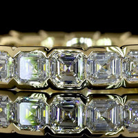 14K Yellow Gold Asscher Cut Lab Diamond Eternity Band with Half Bezel Setting - 1.88 Carats Total Diamond Weight - Covaloro Fine Jewelry