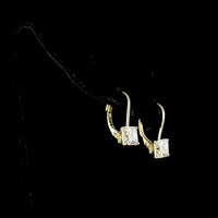 14K Yellow Gold Asscher Cut Lab Diamond Hanging Earrings with Brilliant Cut Accents - 3.17 Carats Total Diamond Weight - Covaloro Fine Jewelry