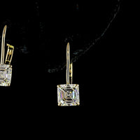 14K Yellow Gold Asscher Cut Lab Diamond Hanging Earrings with Lever Back - 2.02 Carats Total Weight (E-F Color, VVS2 Clarity) - Covaloro Fine Jewelry
