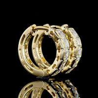 14K Yellow Gold Asscher Cut Lab Diamond Huggie Earrings - 1.00 Carats Total Diamond Weight with Half Bezel Setting and Hinge Back - Covaloro Fine Jewelry