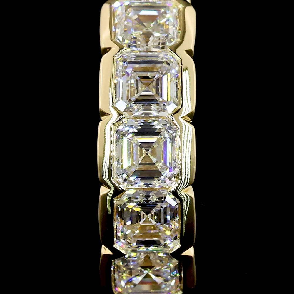 14K Yellow Gold Asscher Cut Lab Diamond Huggie Earrings - 1.00 Carats Total Diamond Weight with Half Bezel Setting and Hinge Back - Covaloro Fine Jewelry