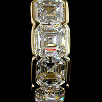 14K Yellow Gold Asscher Cut Lab Diamond Huggie Earrings in Half Bezel Setting - 2.02 Carats Total Diamond Weight - Covaloro Fine Jewelry