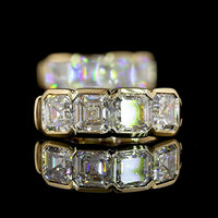 14K Yellow Gold Asscher Cut Lab Diamond Huggie Earrings in Half Bezel Setting - 2.02 Carats Total Diamond Weight - Covaloro Fine Jewelry